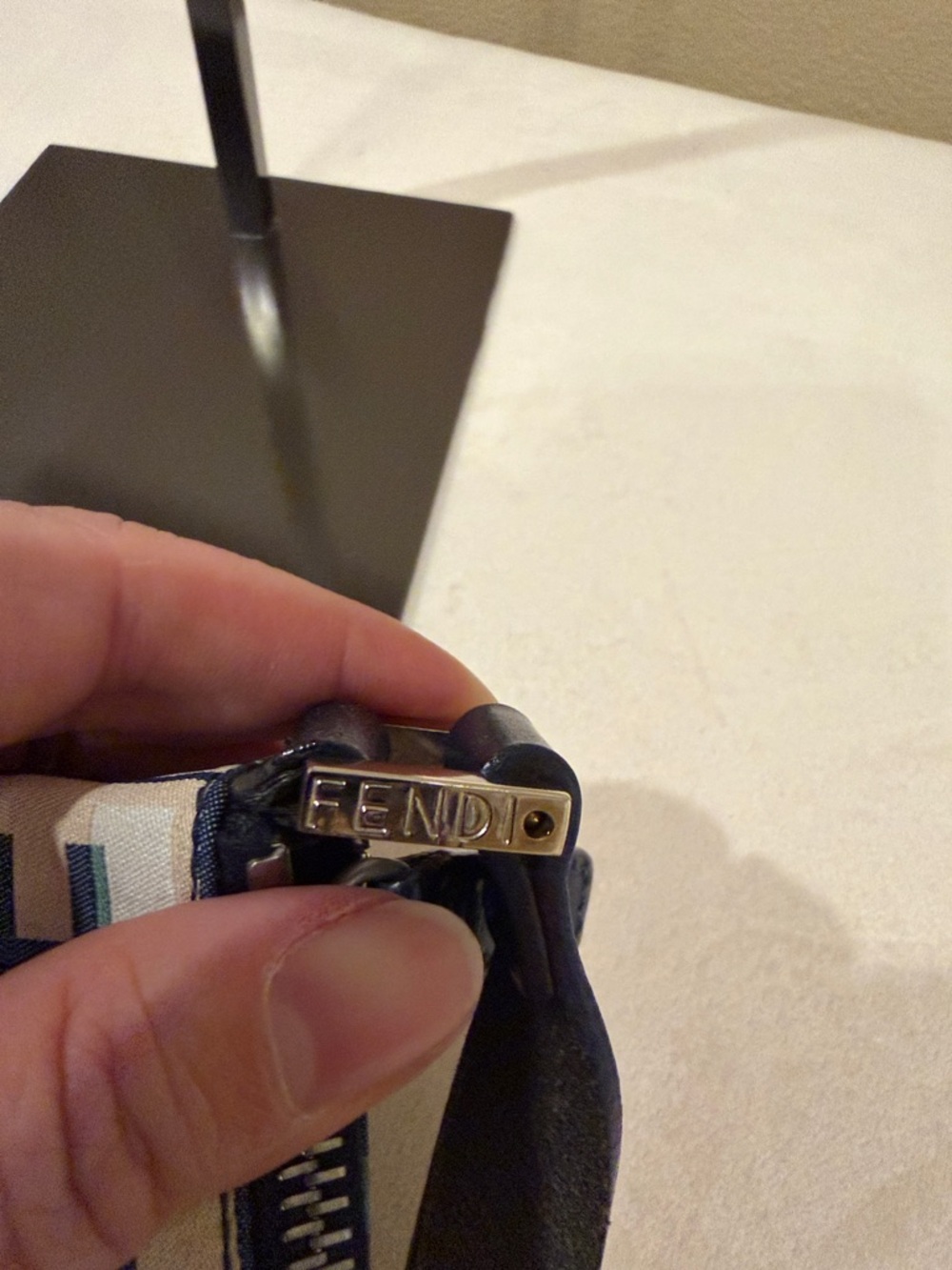 Fendi Teal-White FF Logo Crossbody Bag with Black Strap - Picture 5 of 8